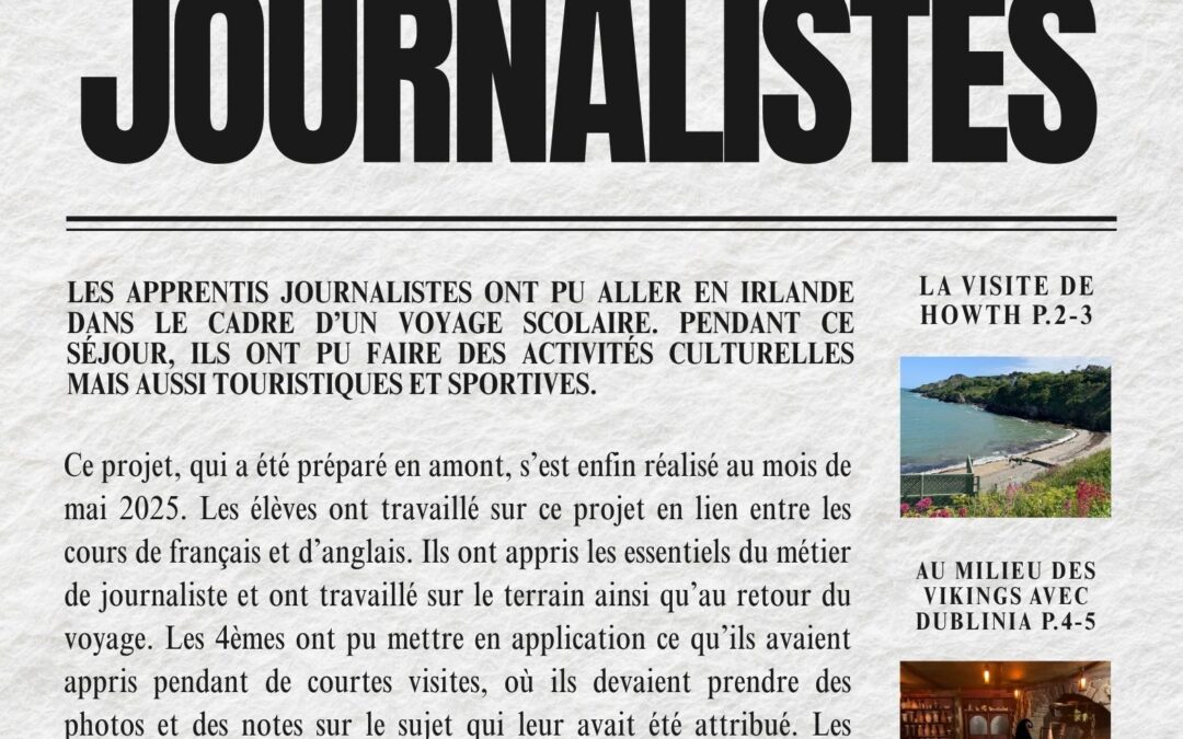 Le journal des 4èmes en Irlande, édition 2025